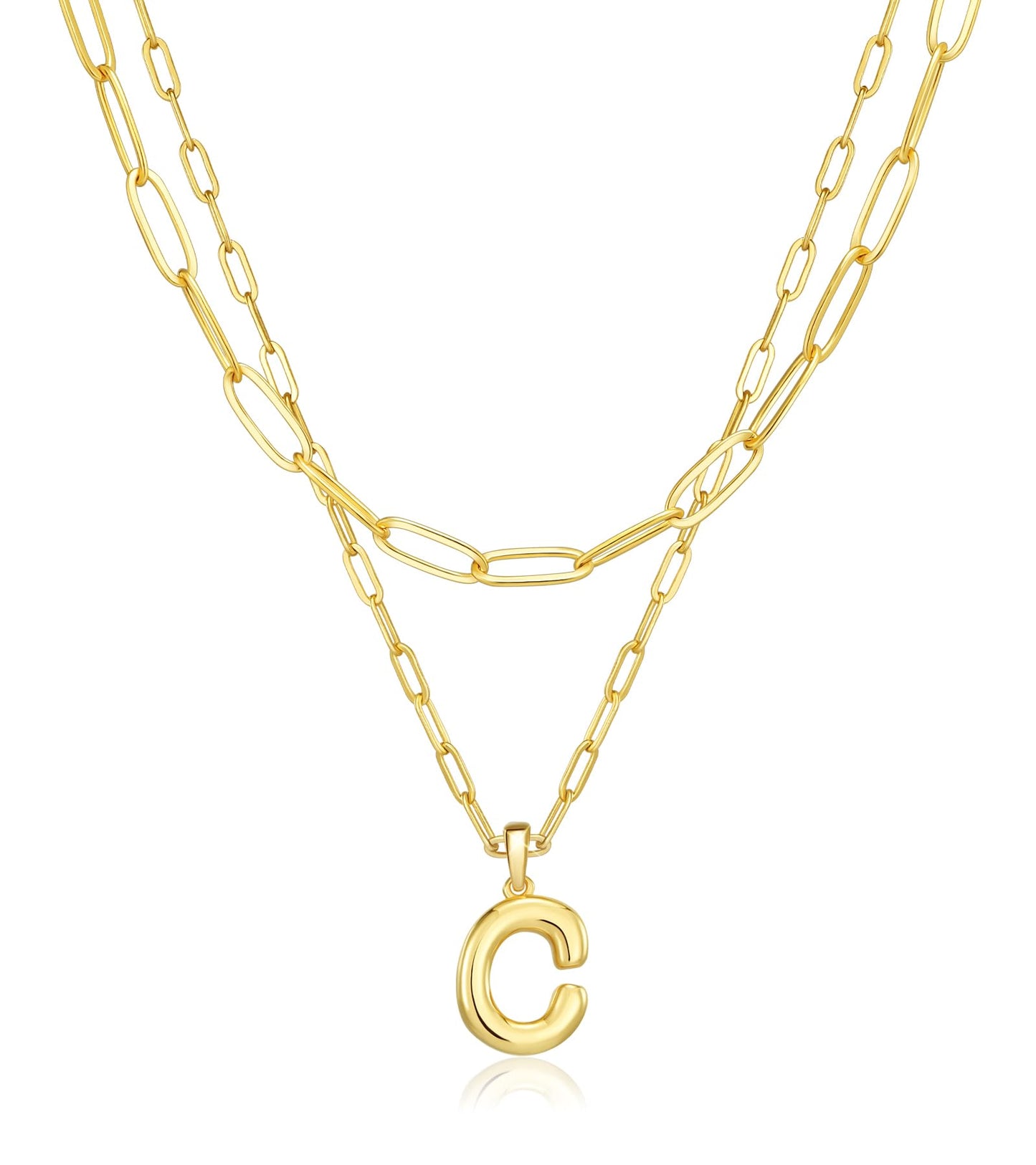 adoyi Gold Heart Initial Necklaces for Women Hers Dainty 14K Gold Plated Heart Layered Letter C Pendant Necklace Stack Jewelry Birthday Valentines Gifts for Women Mom and Wife