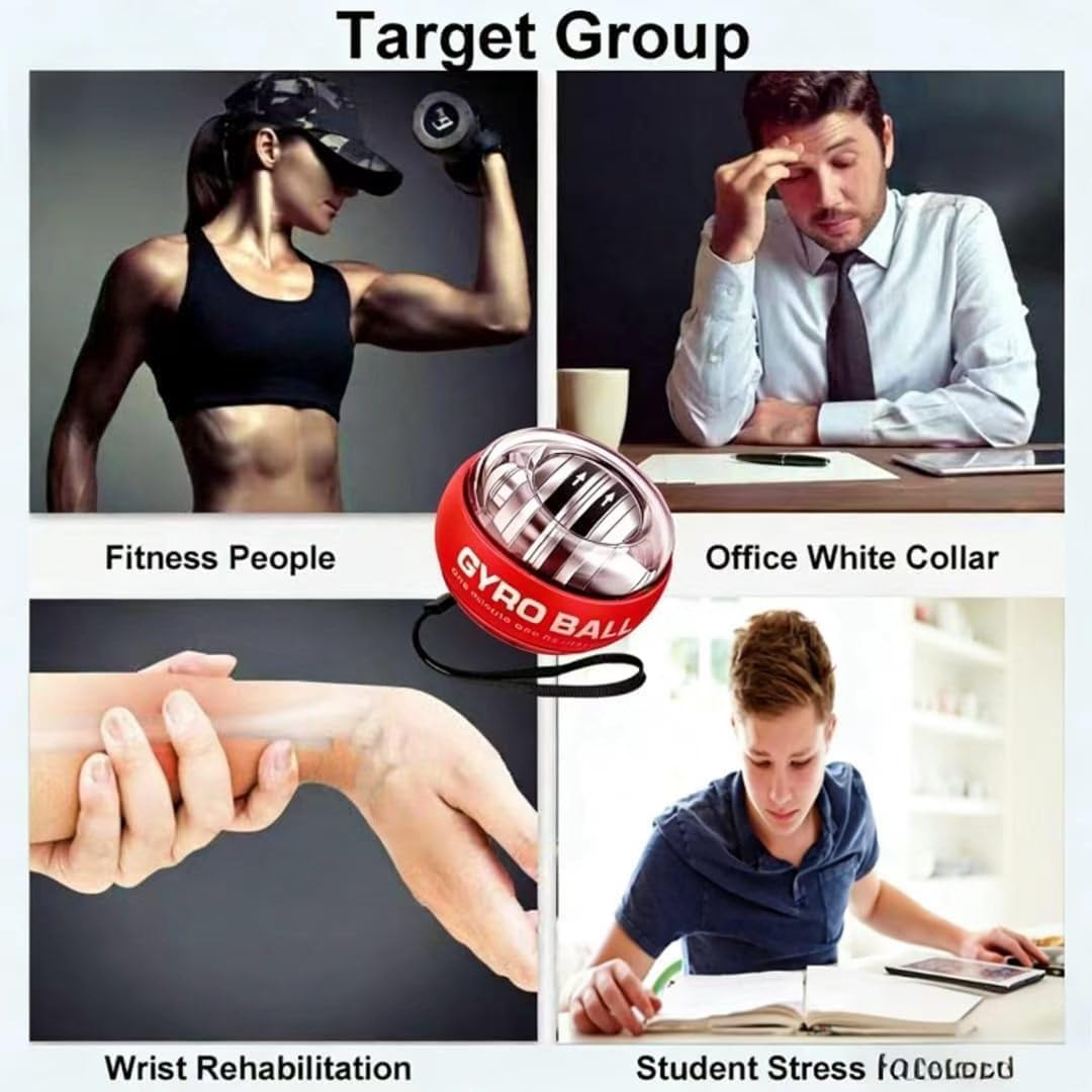 2026 New Auto-Start Power Gyro Ball, Torque Ball for Stronger Wrist Muscle, Wrist Ball with LED Light (with Ball Bag)