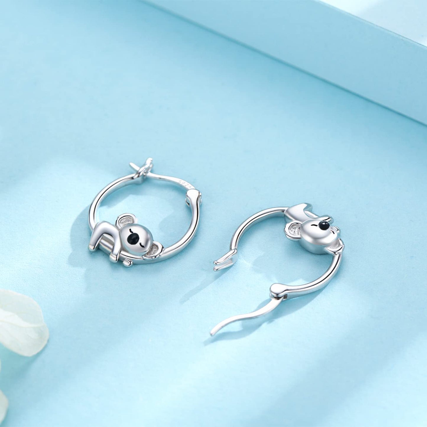 Koala Hoop Earrings for Women Girls Sterling Silver Small Animal Huggie Hoop Earrings for Sensitive Ears Koala Jewelry Graduation Gifts for Daughter Her