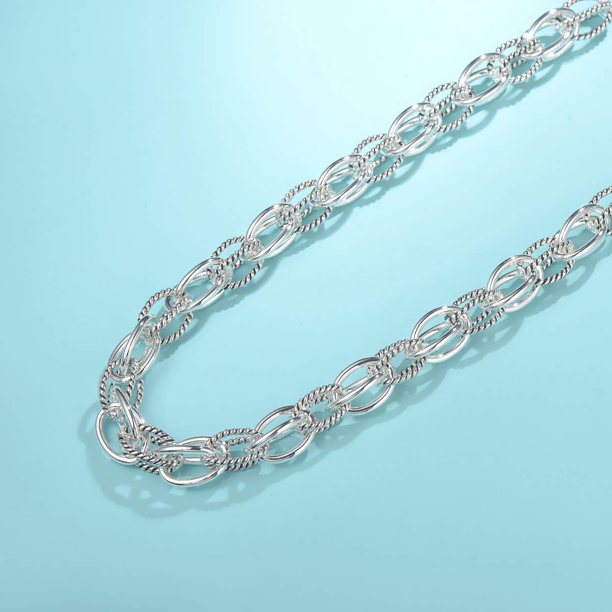UNY JEWEL Style Trendy Elegant Vintage Retro Unique David Fashion style 2 Tone Double Twist Wire Double Link Women Short Necklace (2 Tone)