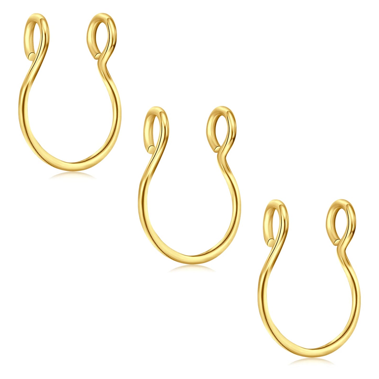 D.Bella Fake Nose Rings Hoop 20 Gauge Non Piercing Stainless Steel Clip-on Fake Faux Septum Clicker Nose Hoop Ring Piercings Jewelry for Women Men