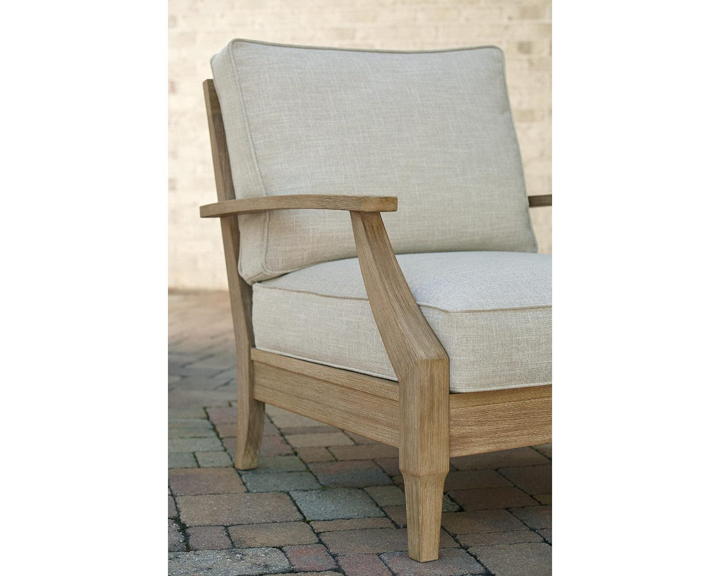 Signature Design by Ashley Clare View Outdoor Lounge Chair, All-weather Foam Cushion, Protective Finish, Eucalyptus Wood , 30" W x 35" D x 32" H, Beige