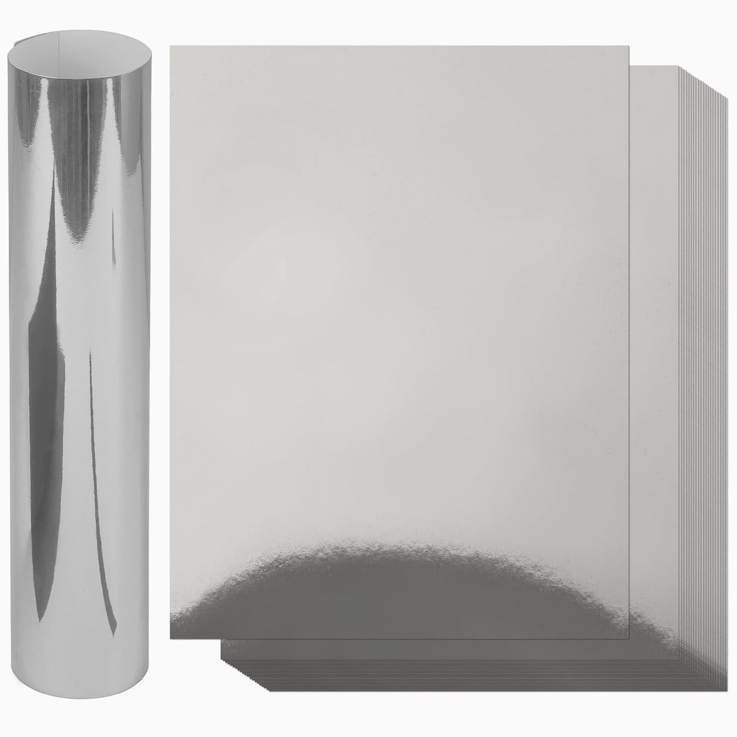 8.5 x 11 Silver Cardstock Paper, Goefun 60 Sheets Metallic Reflective Cardstock Foil Paper for Crafting Scrapbooks Greeting Cards and Invitations（250 gsm）