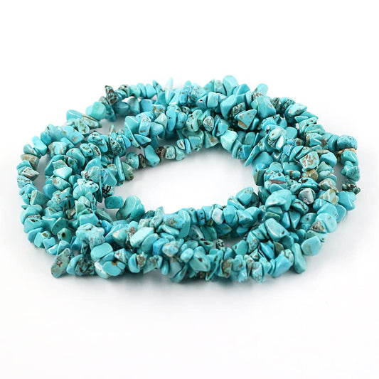 35 inches Chip Stone Loose Gemstones Beads Drilled Strand for Jewelry Making (Blue Turquoise)