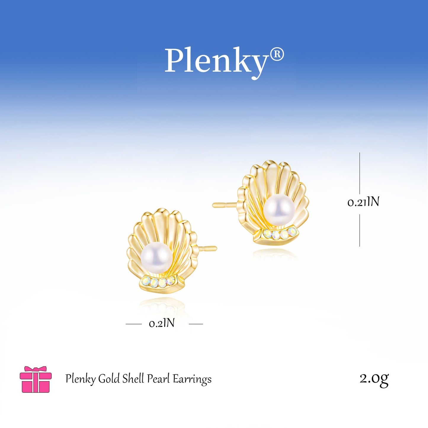 Plenky Gold Earrings for Women- 14K Gold Plated Sea Shell Pearl Earrings Summer Beach Vacation Outfits for Women Trendy Jewelry Gifts