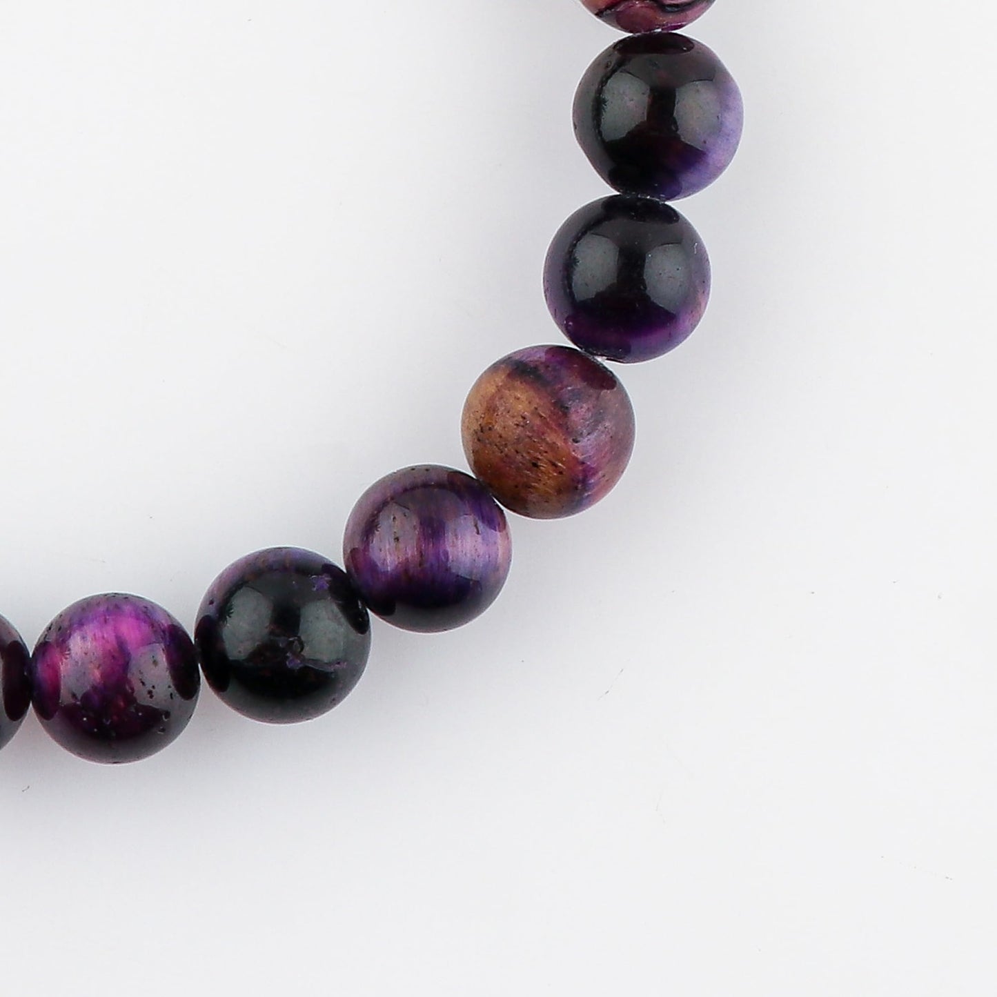 CRYSTALINES Natural Purple Tiger Eye Gemstone Stretchable Bracelet for Men Women, Handmade Jewelry, Chakra - Healing - Yoga - Spiritual - Protection | Birthstone | Unisex | Statement Christmas Gifts