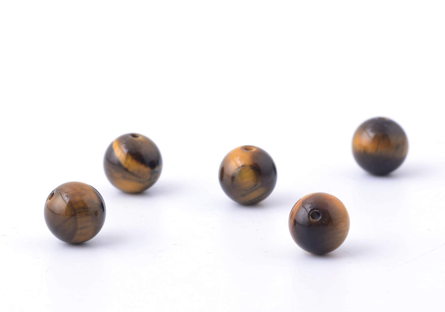 Natural Stone Beads 100pcs 10mm Tiger Eye Round Genuine Real Stone Beading Loose Gemstone Hole Size 1mm DIY Smooth Beads for Bracelet Necklace Earrings Jewelry Making (Tiger Eye, 10mm)