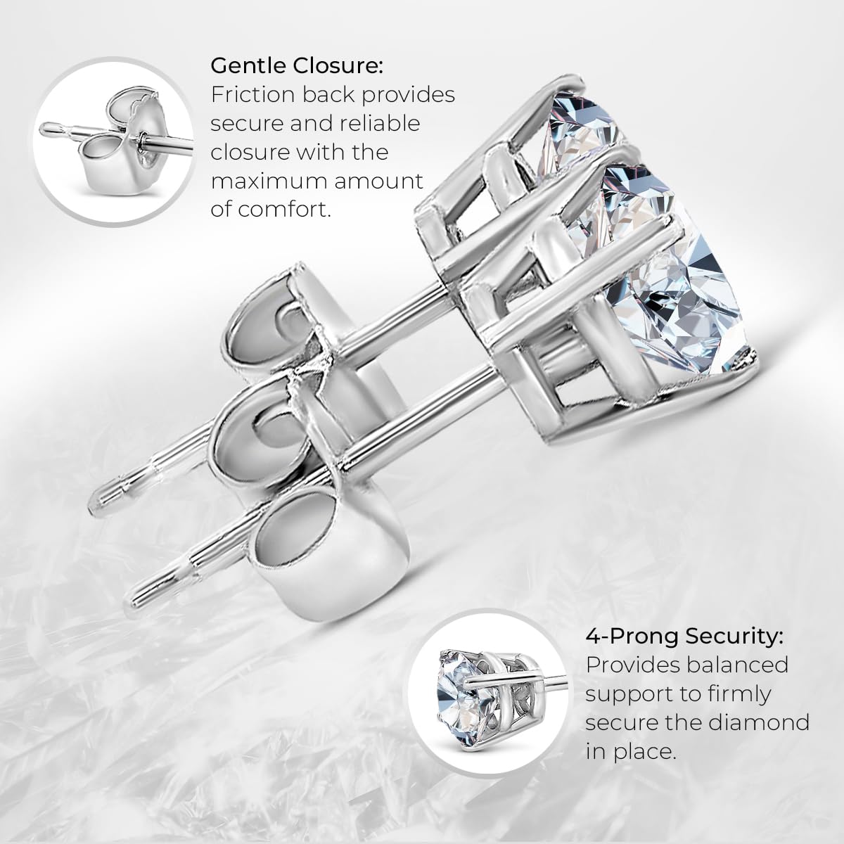 Certified 4.0 Carat Lab Grown Diamond Earrings in 14K White Gold, F/VS Quality, Premium Collection of Diamond Stud Earrings for Women and Men, Quality Studs Made in USA