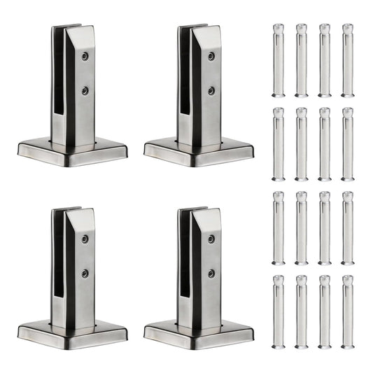 SyingHwan T316 Stainless Steel Glass Railing Clamp,Heavy Duty Glass Railing Spigot,Railing Post Clamp (4, Brush)