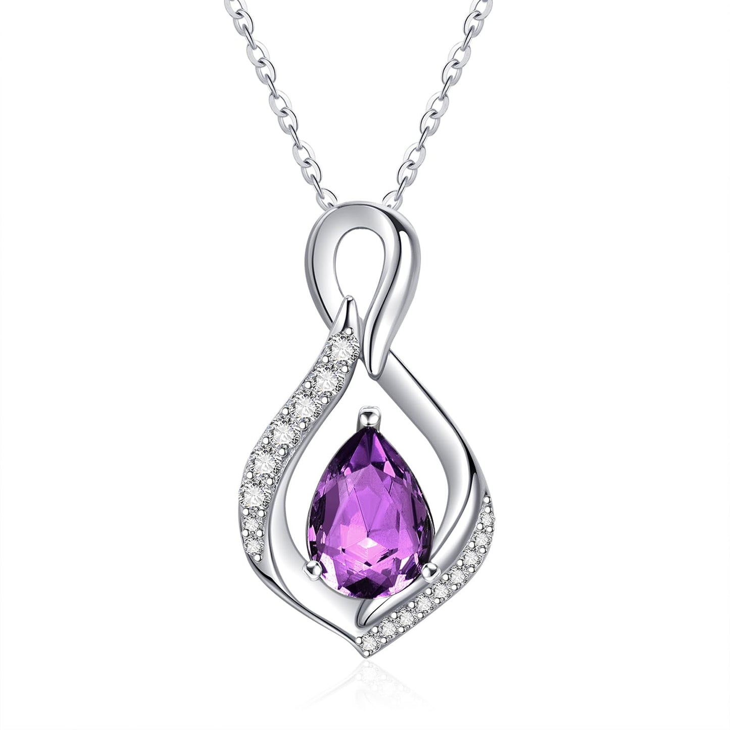 JIYVY32 Amethyst Infinity Necklace for Women February Birthstone Necklaces White Gold Plating Anniversary Birthday Gifts for Wife Her Mom Girlfriend Birthstone Jewelry Gifts for Women