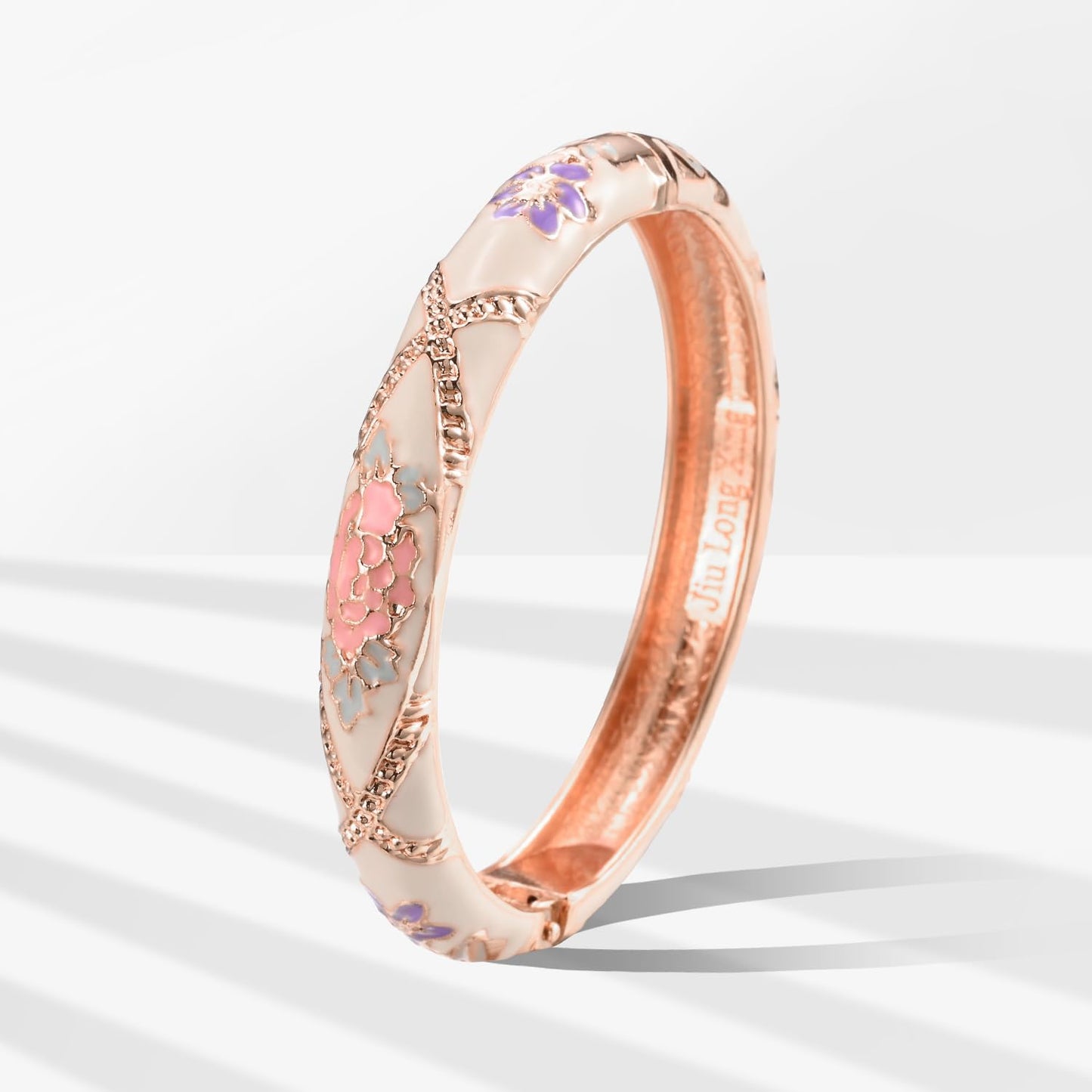 UJOY Fashion Bracelet Colorful Enameled Sunflower Cuff Bangle Cloisonne Bracelets Jewelry Gift for Women 55A128 Cream White