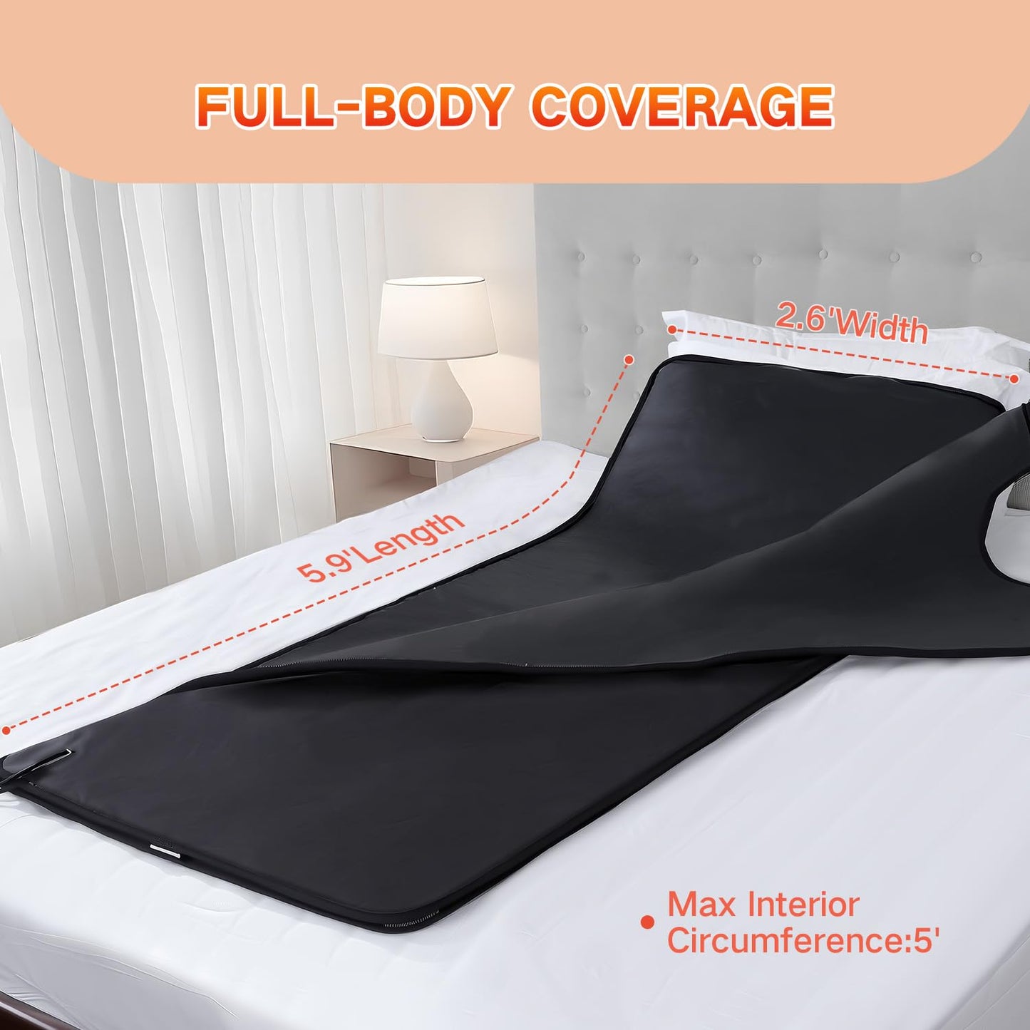 RRGFB Infrared Sauna Blanket for Home, Low EMF Carbon Crystal Heating, Portable Dry Sauna Bag for Relaxation, Detoxification, 5.9ft×2.6ft
