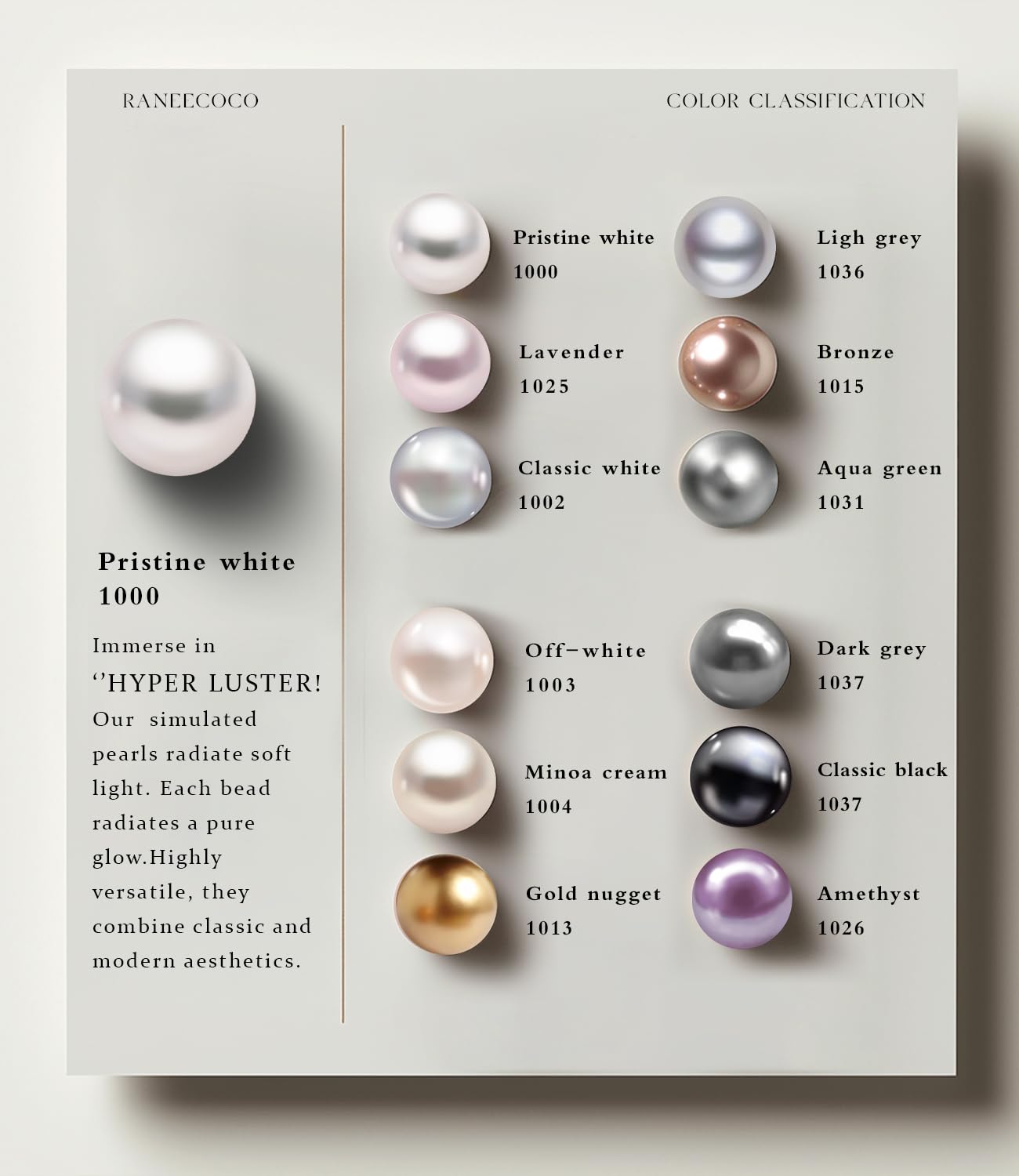 Raneecoco HYPER LUSTER Sterling Silver 10mm Round Ombre Gray Simulated Pearl Necklace for Women | Dainty 16 inch Pearl Choker Necklace | Gift Ready for Wedding