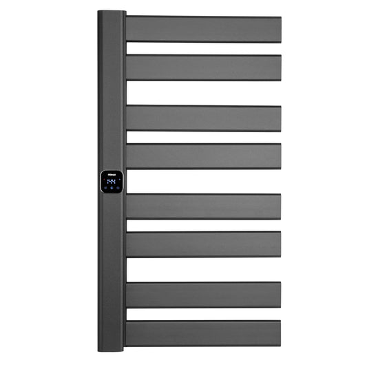 HStrukt Towel Warmer, Heated Towel Rack with Built-in Timer and Temperature Control,Hard-Wired(Left-Wiring)/Plug-in Wall-Mounted Towel Rail, Aluminum，18.8" W X 34.64" H, Black