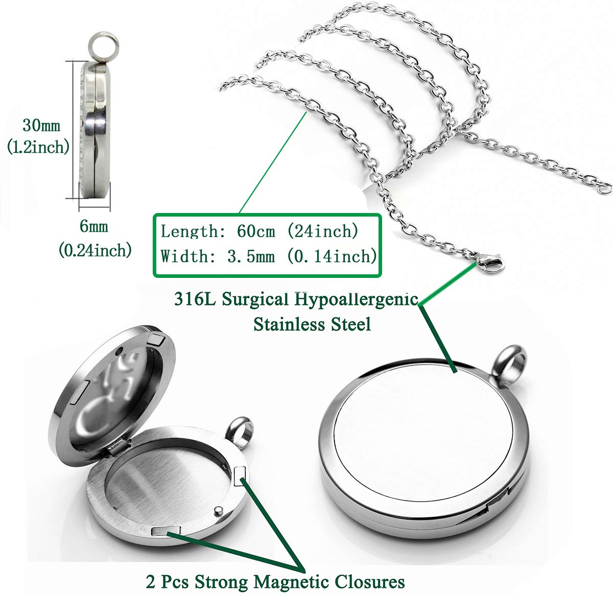 Popeoiuh Dog Paw Essential Oil Diffuser Necklace - Aromatherapy Charm Locket Stainless Steel Chain Diffuser Pendant Jewelry for Women Men Teen Birthday Christmas