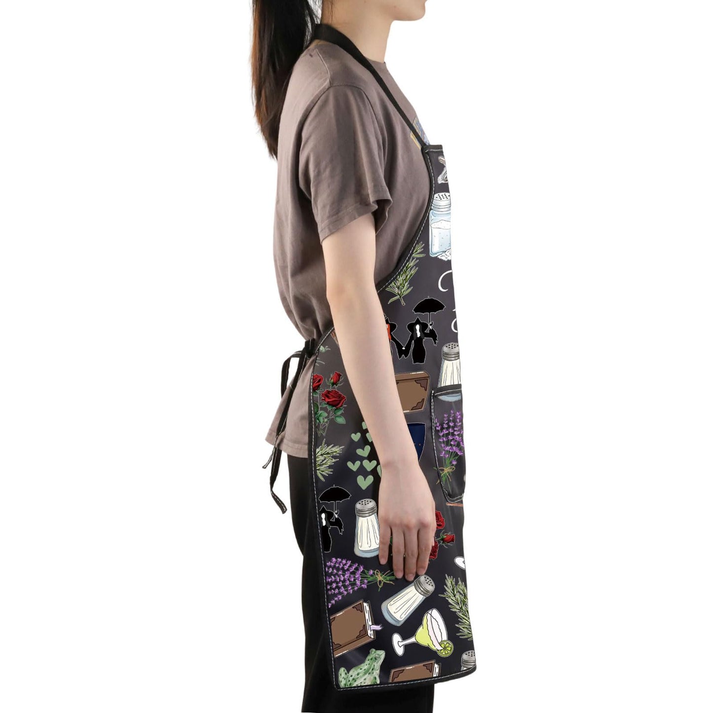 JNIAP Witches Kitchen Apron Salt Rosemary Lavender Love Gifts Magic Witchcraft Apron Witchy Gothic Gifts Witches Apron (witch ap)