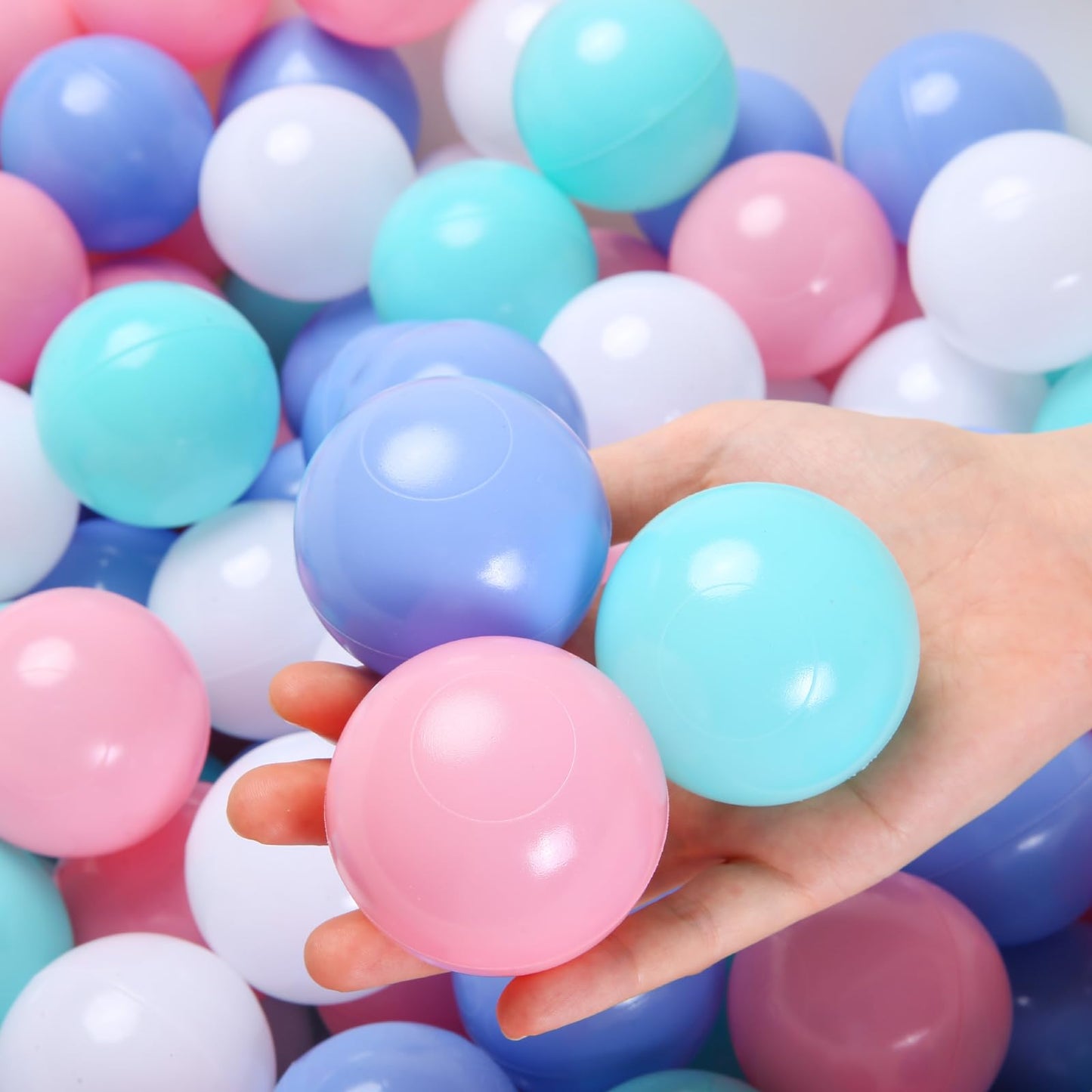 TRENDPLAY Plastic Balls for Ball Pits - Pack of 50 Hollow Balls- Safe and Exciting Playtime - Perfect for Baby Pools, Birthday Party Decoration (Pink Blue Green)