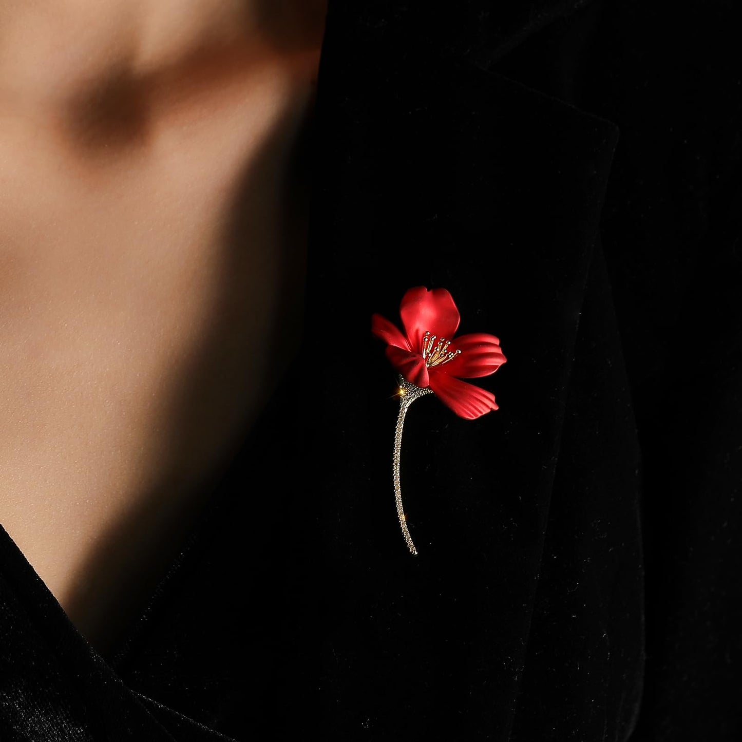 AILONMEI Floral Series Brooch Pins For Women Fashion Costume Pearl Flower Designer Broach & Pins Jewelry Christmas Gift (Hibiscus Flower)