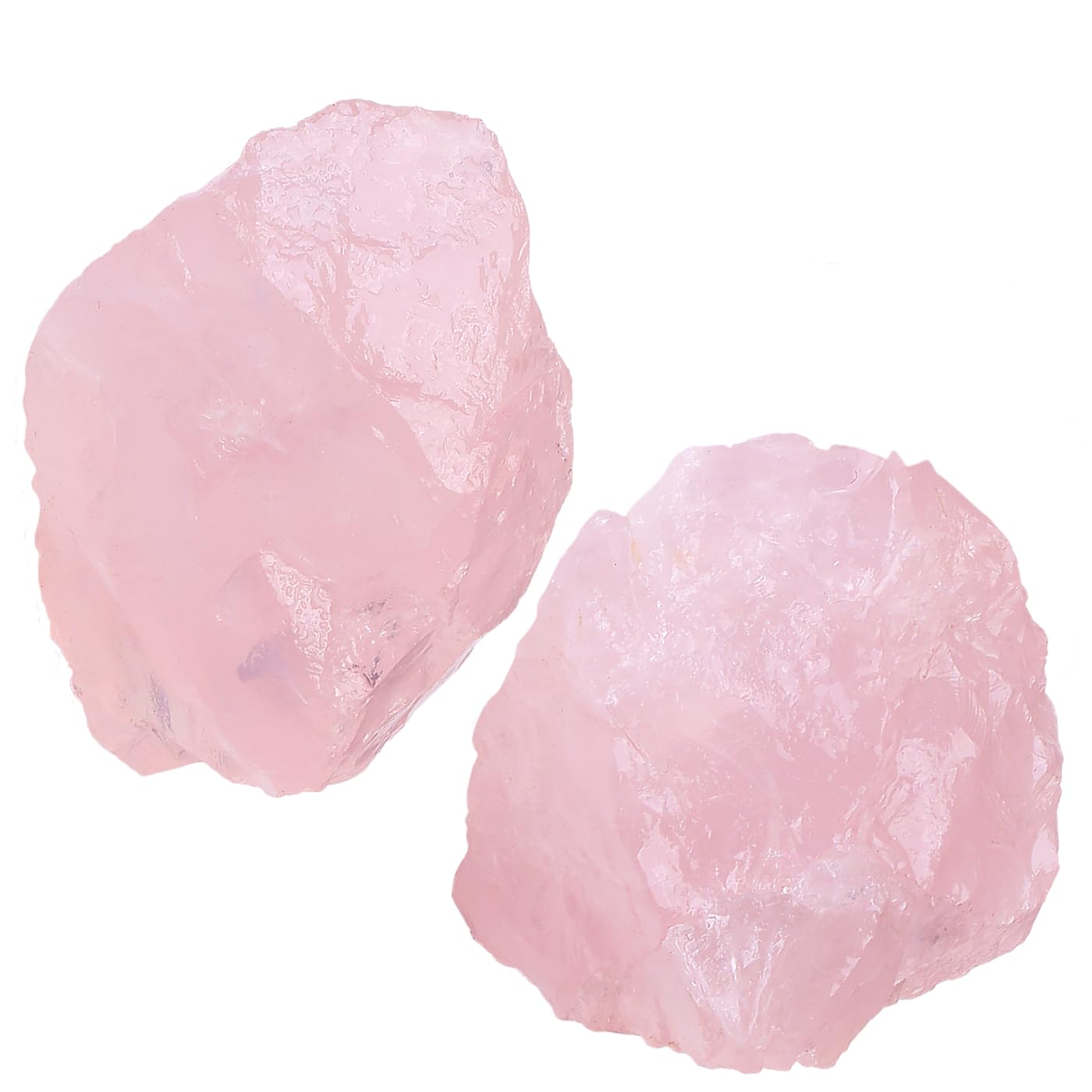 NUKAYAI 2Pcs Rose Quartz 1.8-2.2" Large Raw Crystals Natural Rocks Stones Rough Rose Quartz Healing Crystal for Tumbling Cabbing Fountain Polishing Decoration DIY Wrapping Rock Wire Wicca Reiki