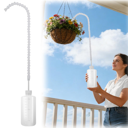 Squeeze Bottle for Hanging Plants - 16.9oz (500ml) 19.6 Inch Long Nozzle Watering Container with Adjustable Angle for Indoor & Outdoor Ceiling-Hung Plants