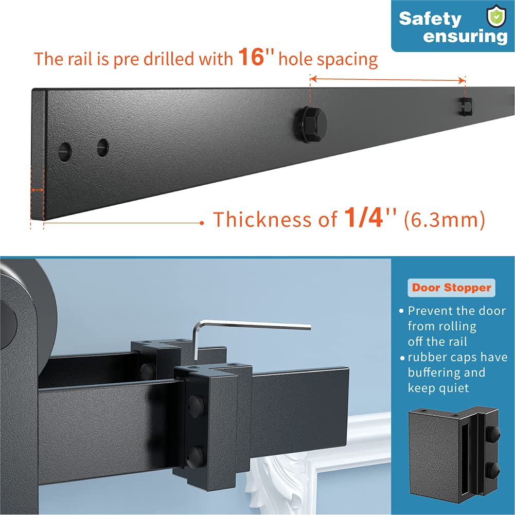 ZEKOO 5FT Double Track Bypass Sliding Barn Door Hardware Kit for 2 Doors, Bypass Barn Door Track Kit, Low Ceiling, Easy Install, I Shape Hanger, Fit 30" Wide Door Panel