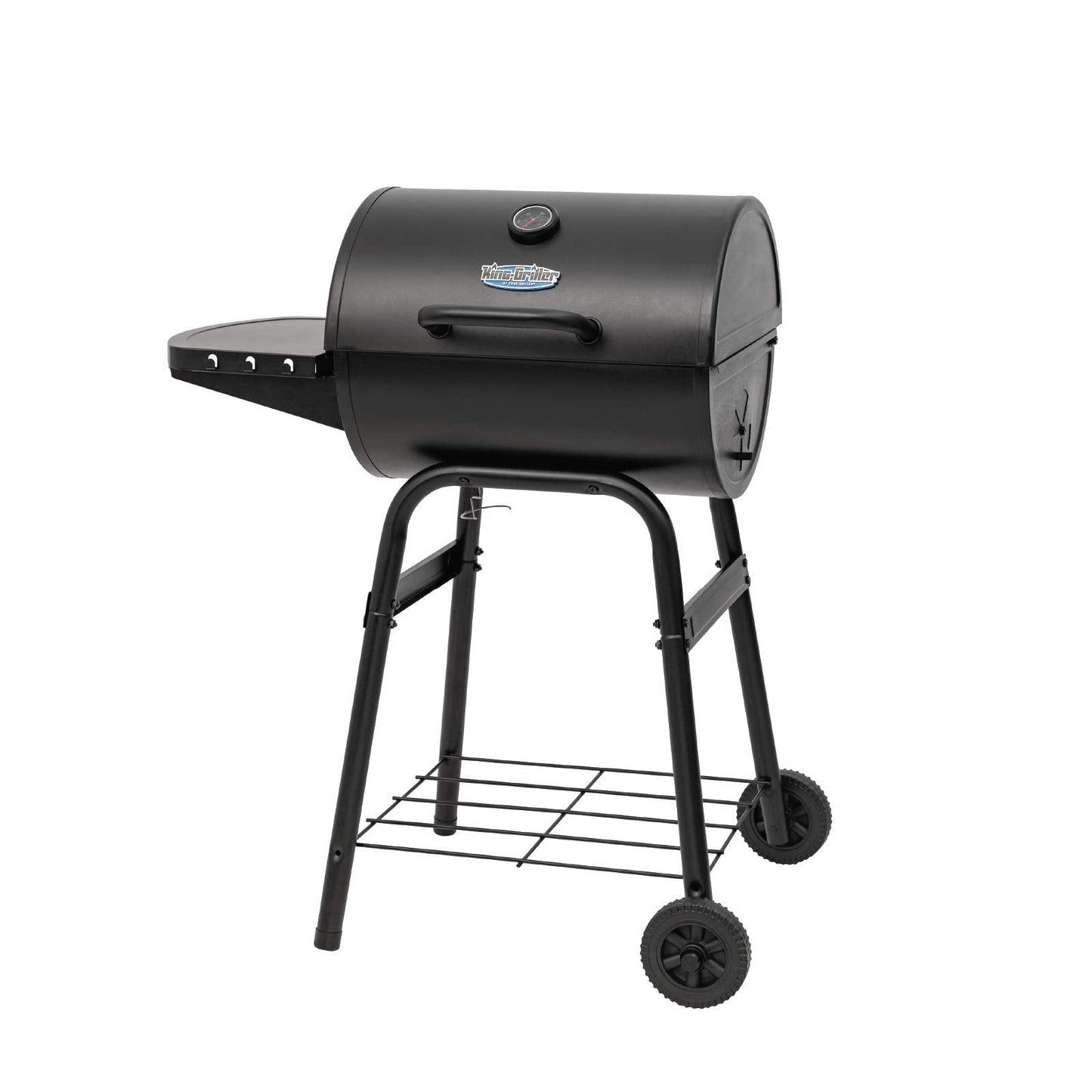Char-Griller® King-Griller Gambler Charcoal Grill and Smoker with Damper Smoke Control, Cast Iron Grates, and Side Shelf, 315 Cooking Square Inches in Black, Model E1416