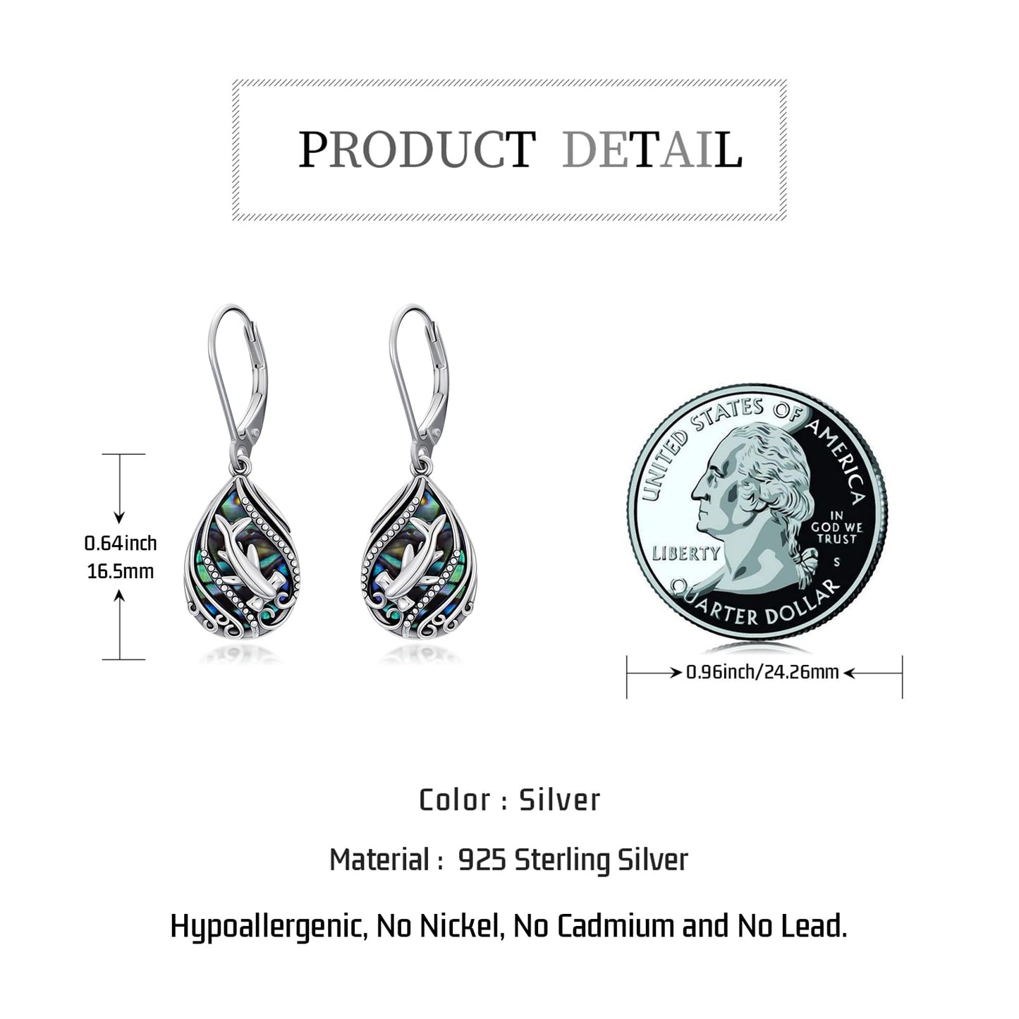 YYmqmq Shark Earrings for Women 925 Sterling Silver Abalone Shell Shark Dangle Earrings Leverback Ocean Jewelry Hammerhead Shark Gifts for Women Girlfriend