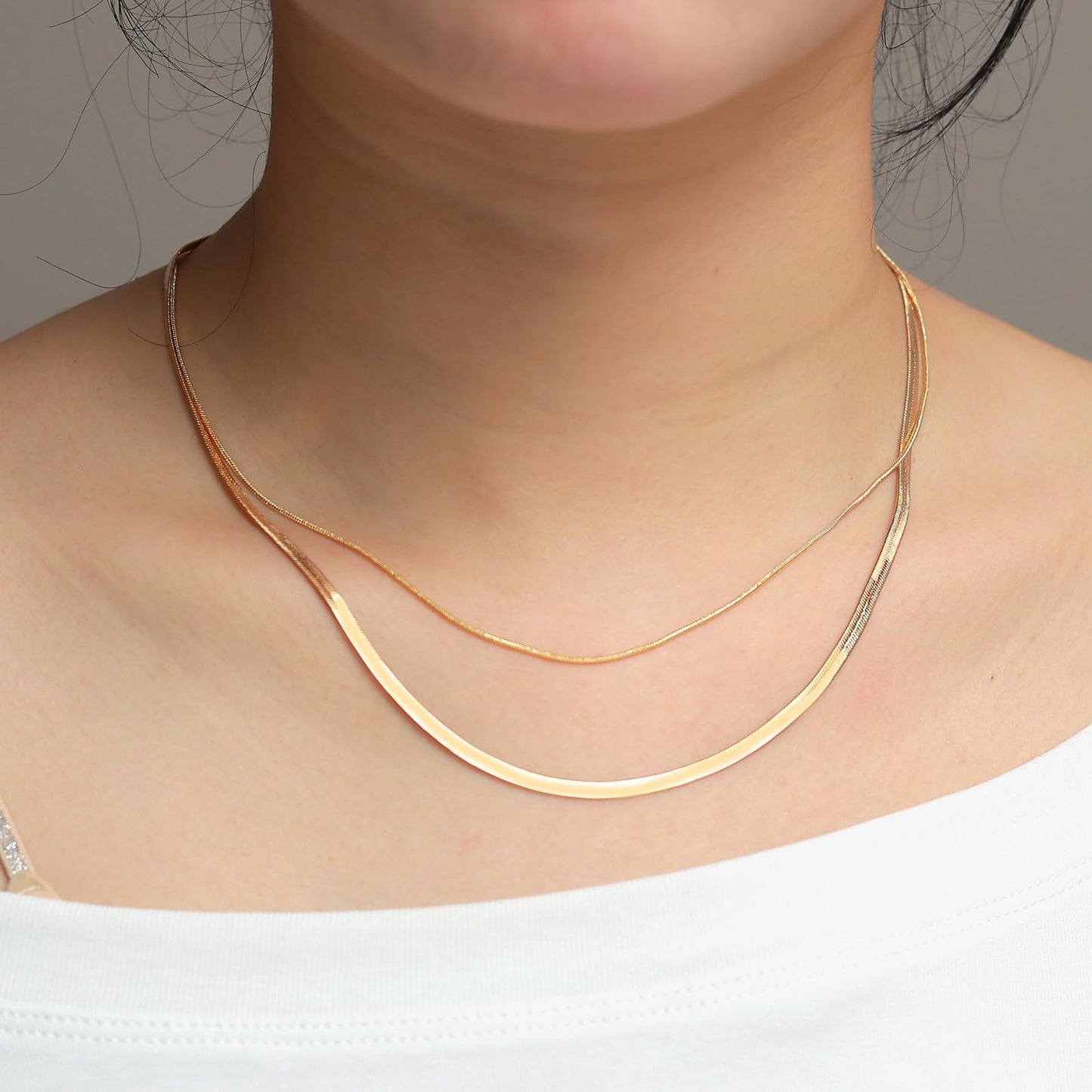 MAIKERDER Thin Gold Chain, 18K Gold Plated 1mm Thin Snake Chain Necklace for Women Dainty Round Minimalist Small Snake Chain Simple Necklaces Non Tarnish 18 Inches