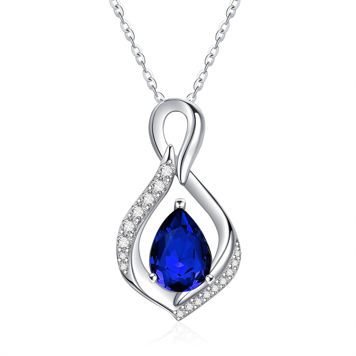 JIYVY32 Sapphire Infinity Necklace for Women September Birthstone Necklaces White Gold Plating Anniversary Birthday Gifts for Wife Her Mom Girlfriend Birthstone Jewelry Gifts for Women