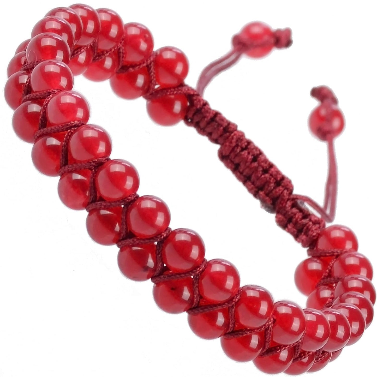 MASSIVE BEADS Natural Chakra Healing Power Crystals Macrame Bracelet Yoga Double Layer Stone Beads Gemstone Meditation Relax Anxiety Bangle for Unisex Women Men (Ruby Jade, 6mm)