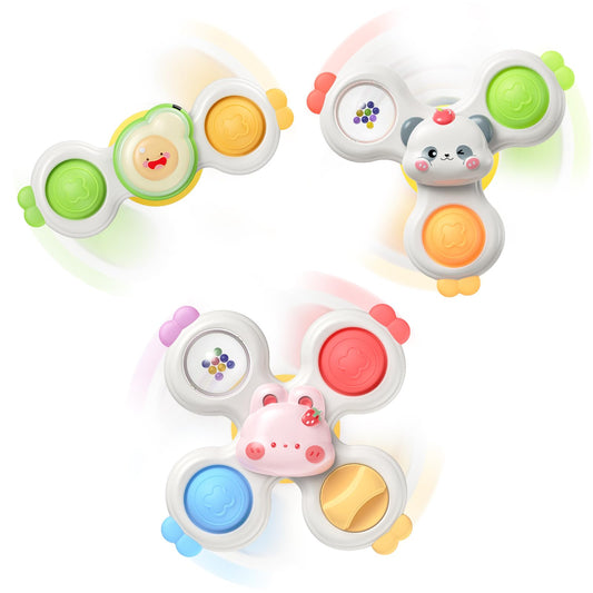 3PCS Suction Cup Spinners for Babies,Montessori Baby Bath Toys for 0-6-12 Months,Rattle Spinners for Toddlers 1-3,Sentory Toys for 1 Year Old Boys and Girls