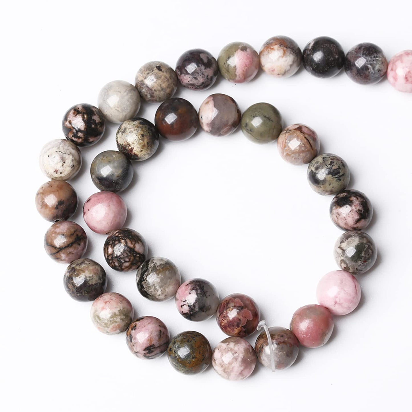 6MM 60PCS Natural Stone Black Stripe Rhodochrosite Gemstone Beads for Jewelry Making DIY Bracelet Necklace Semi Precious Crystal Beads