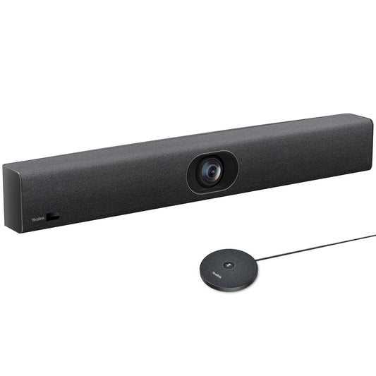 Yealink UVC40 E2 and Expansion Mic (VCM35) HD Video and Audio Conferencing System Bundle for Small to Medium Meeting Room, Ultra HD 4K, 8 Microphone Arrays, AI Auto Framing, Full-Duplex