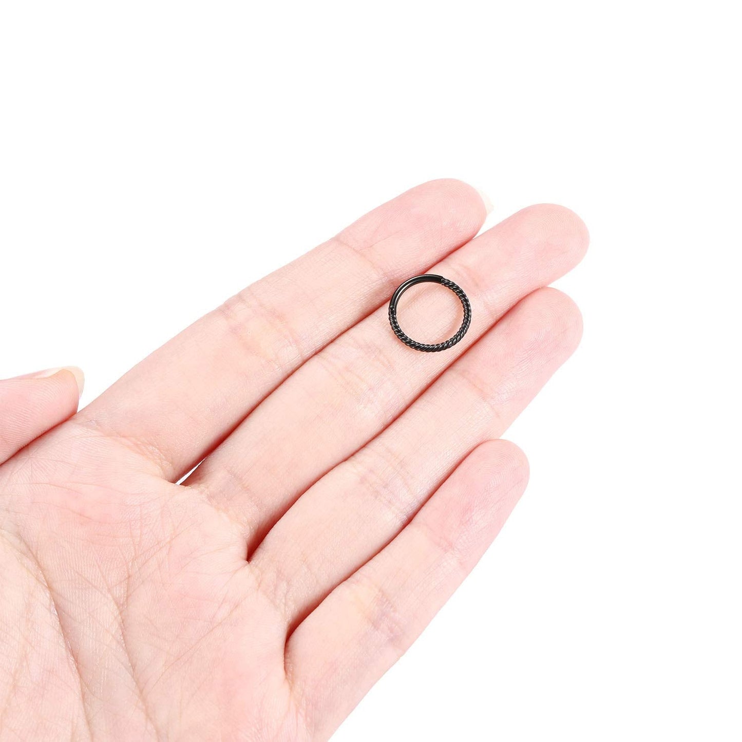 Nose Rings - 18 Gauge Hoop Earrings for Women - Black 8mm Septum Jewelry - Surgical Steel Septum Clicker