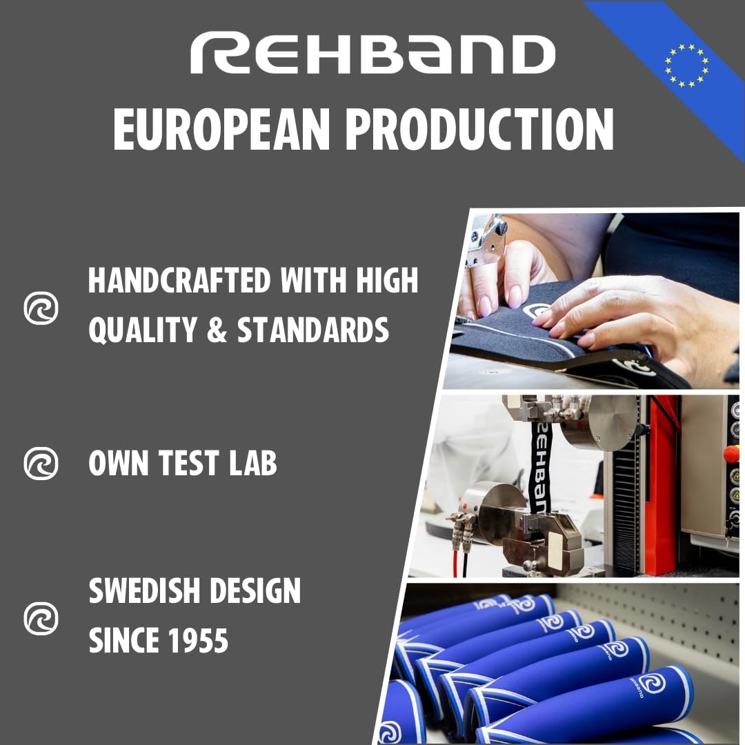 Rehband Classic Knee Sleeve for Strength Training - 7mm Neoprene Knee Brace Competition, Weightlifting, Flexible & Non-Slip Knee Support for Men & Women with anatomic shape, Colour:Blue - 1 Pair, Size:Small