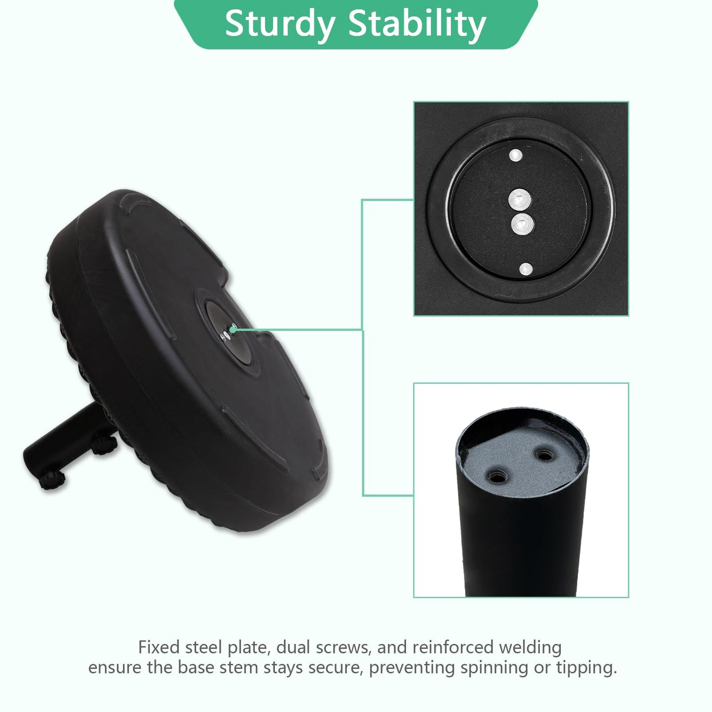 Helios&Hestia 88 lb Heavy Duty Round Plastic Water and Sand Fillable Outdoor Umbrella Base Stand Weight for Patio Market Table Umbrella, Black