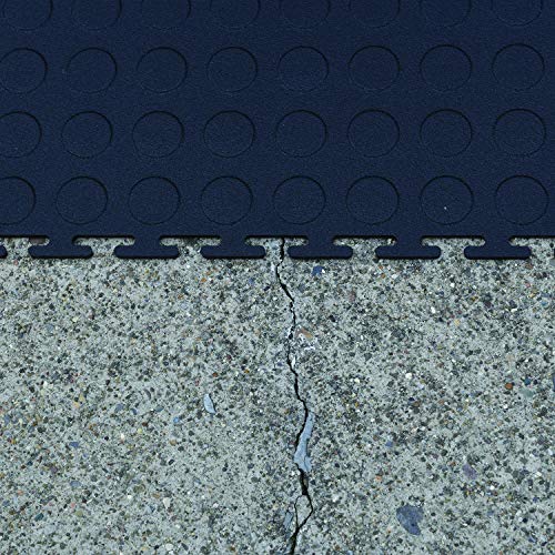 VersaTex Garage Floor 18 x 18 inch Square Plastic Raised Coin Interlocking Floor Tiles for Home Gym, Garage Flooring, Trade Show Flooring, Basement Tiles, 24 Pack (Black)
