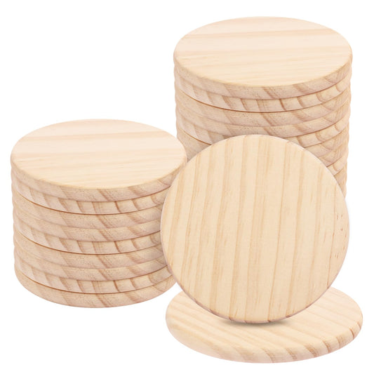 36 PCS 4 Inch Unfinished Wood Coasters, Premium Round Wooden Plaques for DIY Crafts, Drawing, Painting, Wood Engraving, Wood Burning, Laser Scroll Sawing and Home Decoration