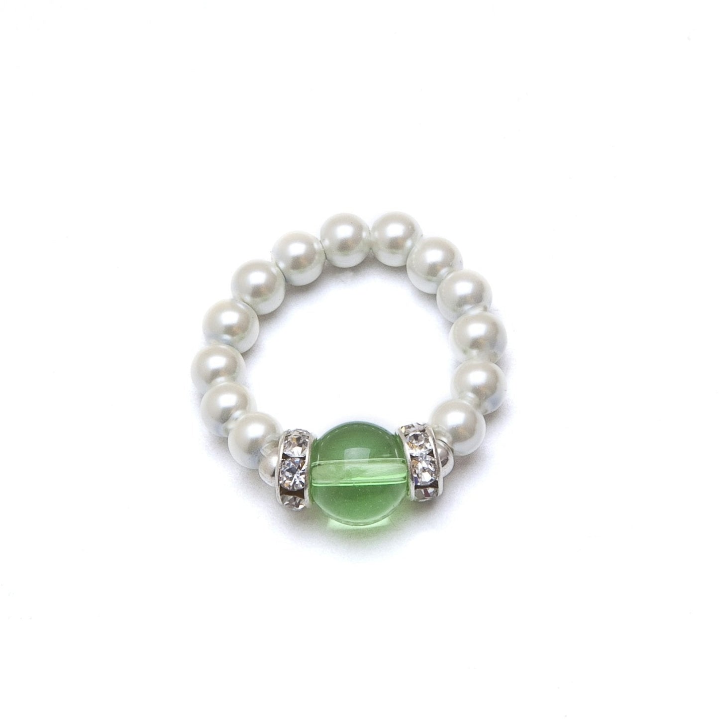 MAGNEHEALTH Peridot and White Magnetrim Hematite Stretch Wellness Ring (Large)