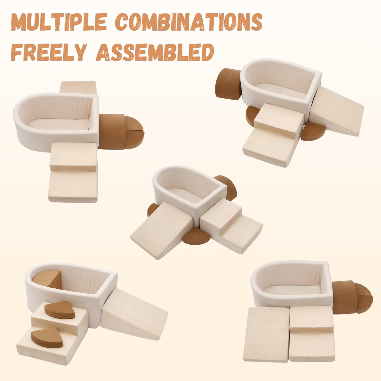 Asweets Foam Climbing Blocks with Ball Pit for Toddlers, 6-Piece Soft Play Set Toddler Climbing Toys Indoor, Climb Crawl Activity Playset (Balls not Included)