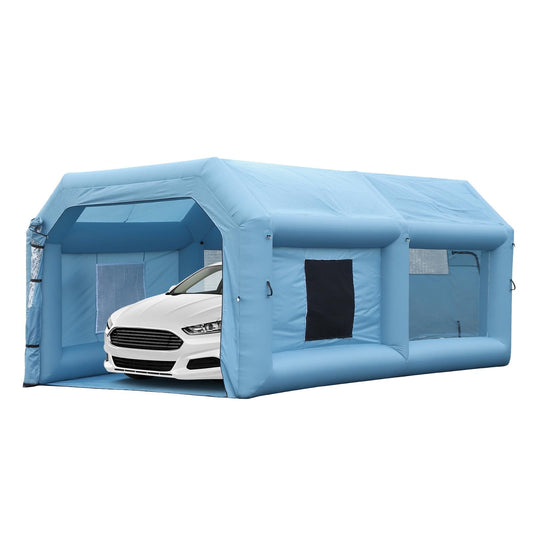 GarveeHome Portable Inflatable Spray Booth Tent, Inflatable Paint Booth, with 480W Blower and 3-Layer Filter System, Ideal for DIY Spray Car Motorcycle Garage Furniture Part Painting, 20*13*9 ft Blue