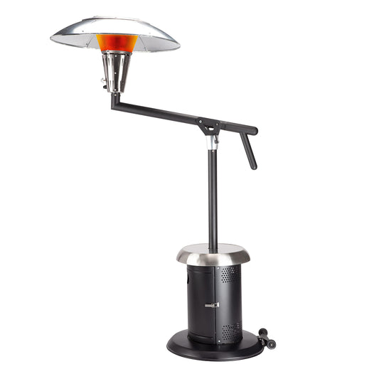 Cuisinart Perfect Position Propane Patio Heater, 38,200 BTU Powerful Directional Stainless Steel Outdoor Heater with Hidden Tank and Drink Table, Swivel Arm and Reflective Heat Shield