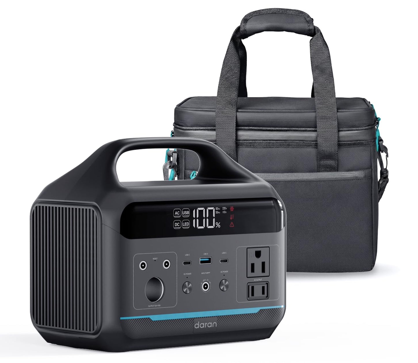 Portable Power Station 192Wh(60,000mAh) with Bag, 300W (600W surge) Power Bank LiFePO4 Battery Backup, Compact Solar Generator 8-Port Design w/2 AC Outlets for Home,RV, Hurricane, Camping,Emergency
