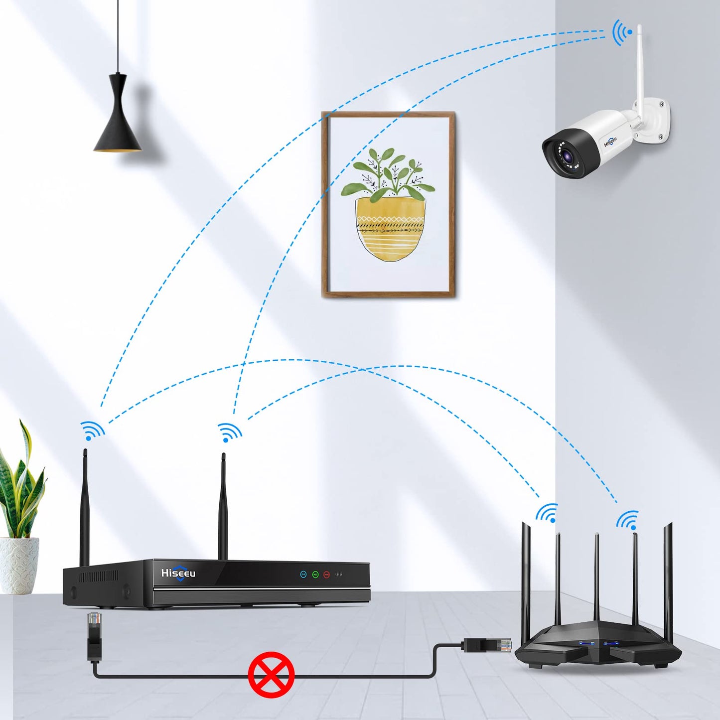 Hiseeu 2.5K 5MP WiFi Security Camera System Outdoor,Expandable 16CH 8MP NVR, 1TB HDD,Spotlight,2 Way Audio, IP66 Waterproof, Motion Alert, DC Power Plug-in, 24/7 Recording