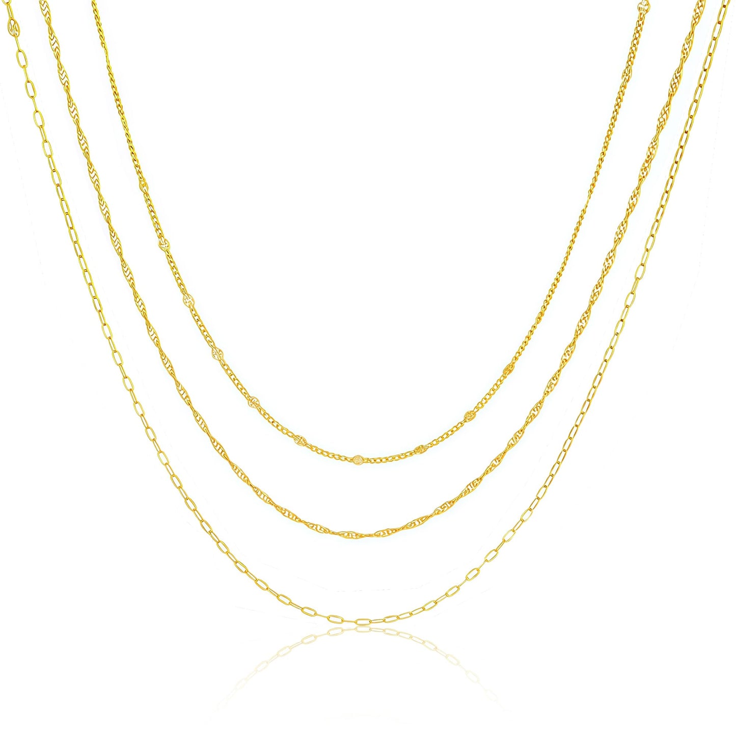 YOIHUR Gold Layered Necklaces for Women, 14K Gold Plated Dainty Chain Choker Necklaces Herringbone Gold Necklaces Jewelry Gift for Women