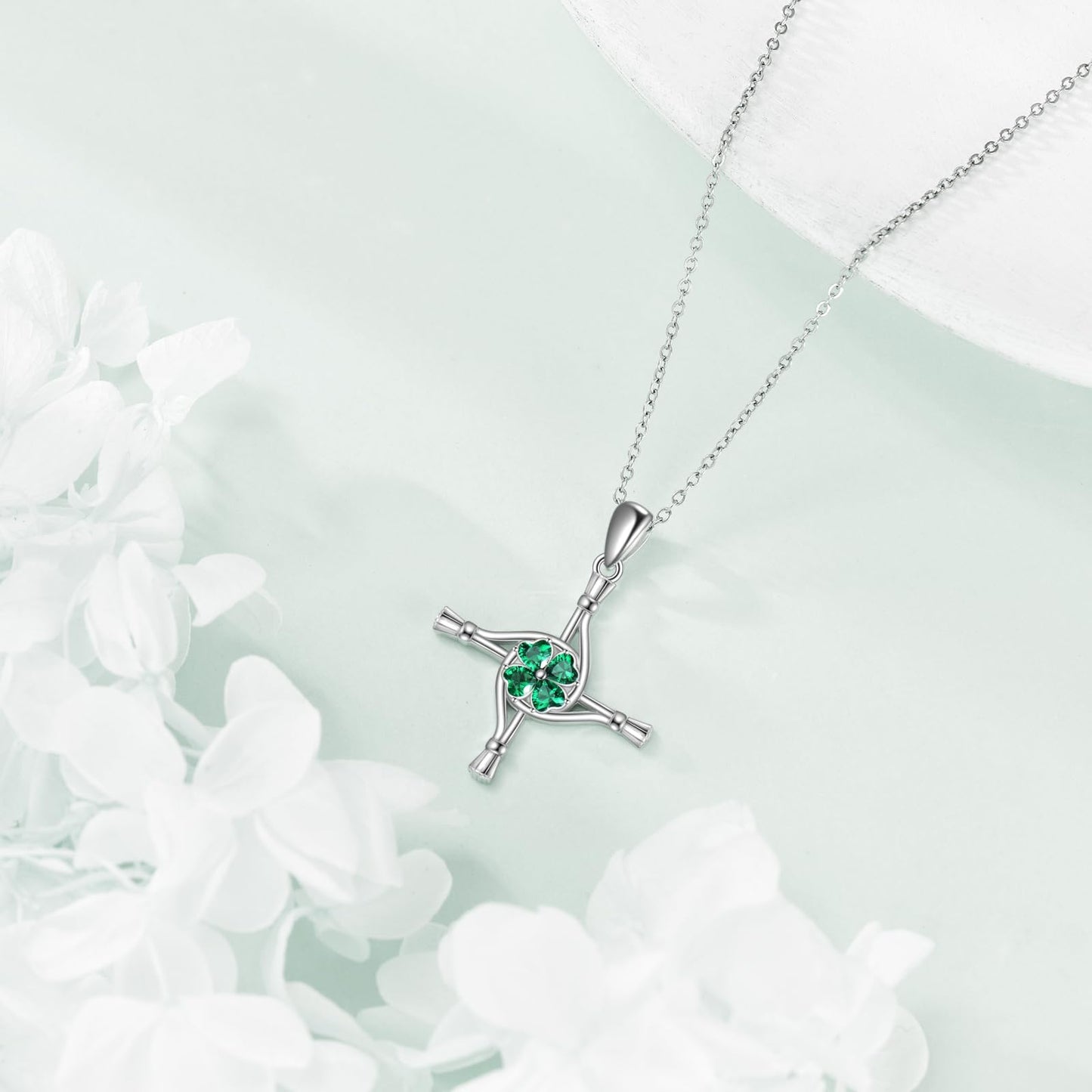 YFN St Bridgets Cross Necklace Sterling Silver Saint Brigid Cross Pendant Necklace Irish Jewelry for Women Irish Gifts