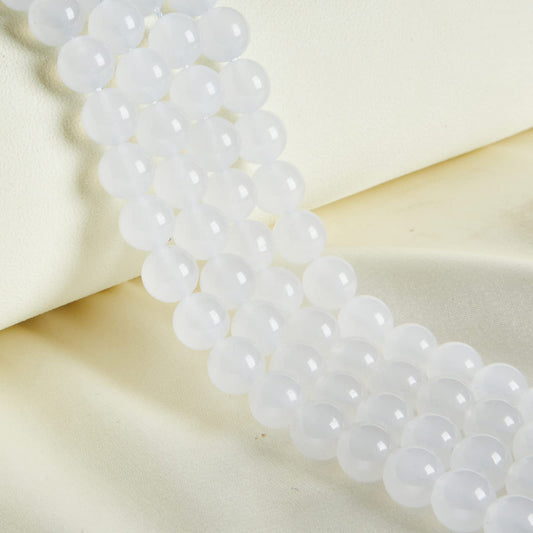 35pcs 10mm Natural White Jade Beads Gemstone Beads Round Loose Beads for Jewelry Making
