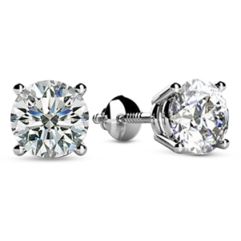 1 Carat 14K White Gold IGI Certified LAB GROWN Round Cut Diamond Stud Earrings for Women 4 Prong Screw Back for her MADE IN USA (E-F Color, VS1-VS2 Clarity)