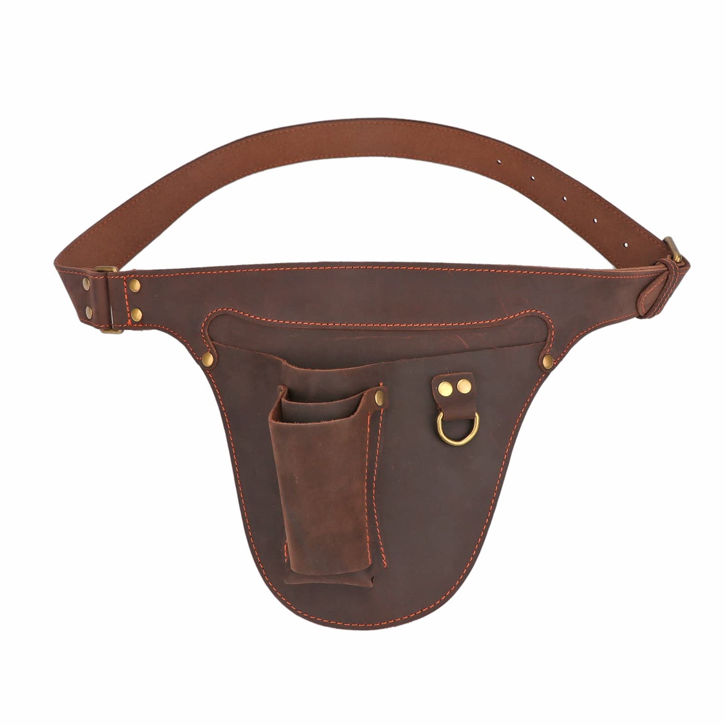 Tourbon Genuine Leather Florist Tool Belt Gardening Bag Gardener Farmer Tools Holster Waist Pouch Electrician Carpenter Organizer Kit 3 Pockets (Brown, 42 inches)