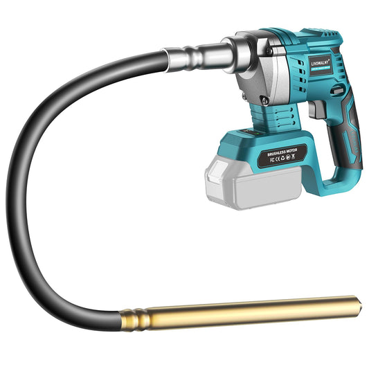 LIVOWALNY Handheld Concrete Vibrating Tool Compatible with Makita 18V Battery, 600W Cordless Electric Concrete Vibrator w/3.8ft Shaft Rod, Portable Pencil Cement Vibrarator Remove Bubble Mix Concrete